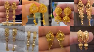 Light weight gold earrings amp stud earrings designs 2024 with weight amp price daily use gold earring [upl. by Truc]