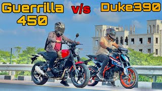 Royal enfield Guerrilla 450 vs KTM Duke390 Drag race Most shocking results duke ktm royalenfield [upl. by Estus]