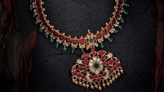 ruby necklace designs in gold goldjewellery necklace [upl. by Llevra]