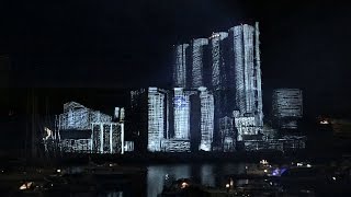 ‪3D projection mapping‬ ‪Factory Light Festival 2014‬‪ Norway original soundtrack [upl. by Akiria]