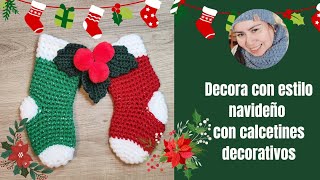 ¡Haz tus Propios Calcetines Navideños a Crochet Tutorial de Decoración y Paso a Paso [upl. by Annabell414]