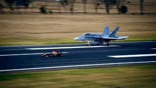 Daniel Ricciardo faces off against an FA18 Hornet [upl. by Cozmo]