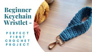 Absolute Beginner First Crochet Pattern  Beginner Keychain Wristlet [upl. by Jacinthe]