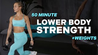 50 MIN LOWER BODY STRENGTH WORKOUT  LEGS ON FIRE   Weights  With Repeat  Glutes  Core [upl. by Maxie]