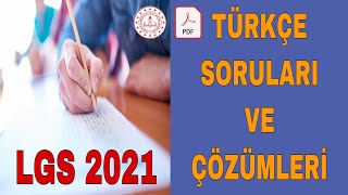 LGS 2021 TÜRKÇE SORULARI VE ÇÖZÜMLERİ [upl. by Aronos]