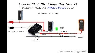 1117 33V Voltage Regulator IC  Tutorial 10 [upl. by Nunci374]