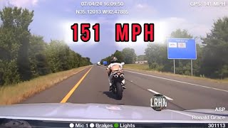 151 mph Pursuit Of Speeding Biker rear ends Motorist At 135 Mph [upl. by Reagan]