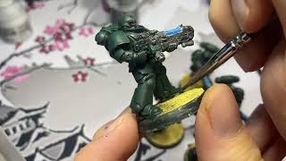 Warhammer 40000  How To Paint Dark Angels Hellblasters  Part 5 [upl. by Aynek]