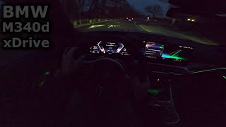 2022 BMW M340d xDrive  ambient lighting  evening POV test drive [upl. by Leimad675]