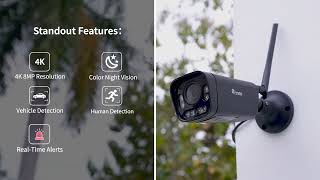 4K 8MP Ctronics Security Camera Outdoor WiFi with Human Vehicle Detection 25M Color Night Vision [upl. by Arrim]