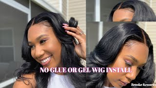 HOW TO INSTALL FRONTAL WIG WITH NO GLUE QUICK AND EASY FT LUVME HAIR [upl. by Akialam345]