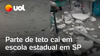 Parte de teto do sala de aula cai em escola de São Paulo vídeo mostra o local após o incidente [upl. by Sitra]