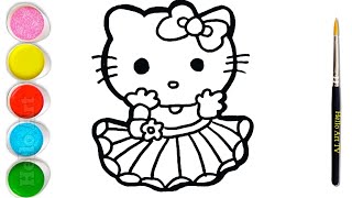 Cute Hello Kitty Drawing Painting amp Coloring for Kids and Toddlers  How to Draw a Hello Kitty [upl. by Tonl]