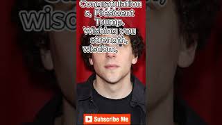 Jesse Eisenberg Congratulates Donald Trump on His Political Achievements freehiphopbeat funny [upl. by Aneerehs497]