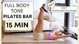 15 MIN PILATES BAR WORKOUT full body toning for glutes abs posture arms  Day 4 [upl. by Acireit]