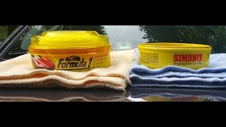 Formula 1 Carnauba Paste Wax Vs Simoniz Original Paste Waxwater test [upl. by Enninaej5]