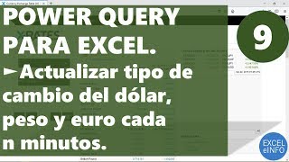 Power Query para Excel  9  Actualizar tipo de cambio del dólar peso y euro cada n minutos [upl. by Darreg]