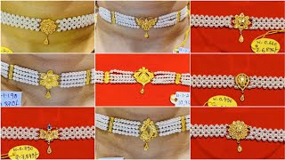 Light Weight Pearl Choker Necklace design with Weight and PriceGold Pearl Jewellery Design [upl. by Cynarra]