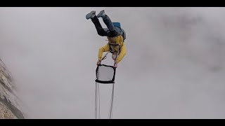 BASE jump roll over and TARD over Lauterbrunnen via ferrata exit [upl. by Ahouh]