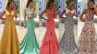 VESTIDOS largos de fiesta elegantes  ideas de invitada de boda madrina  Tendencias MODA 2019 [upl. by Zacharia]