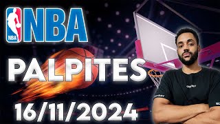 PALPITES NBA DE HOJE 🏀 PARTIDAS  JOGADORES 🏀  16112024 [upl. by Nauh893]