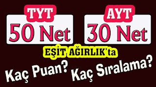 50 tyt 30 ayt eşit ağırlıkta kaç puan yapar I YKS PUAN HESAPLAMA I 50 TYT NETİ KAÇ BİN [upl. by Atinuhs239]