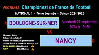 BOULOGNESURMER  NANCY  7ème journée de National 1  Stats infos pronos  Foot saison 202425 [upl. by Kabob553]