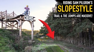 RIDING SAM PILGRIMS SLOPESTYLE LINE amp THE JUMPS ARE MASSIVE [upl. by Gough]