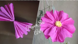 Simple and easy method to make Giant Crepe Paper flower for room decoration PaperSai Arts [upl. by Alek886]