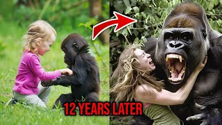 Girl Meet 12 Years Later To That Gorilla Who Was A Friend Of Her In Childhood  A True Story [upl. by Tran]