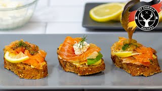 Easy Homemade Graved Salmon with 3 Sauces  Gravlax ✪ MyGermanRecipes [upl. by Annaerda]