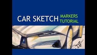 Car Sketching Tutorial P45  Markers [upl. by Ajiat643]