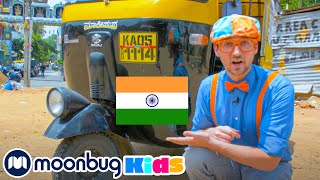 Blippi Goes to India  Blippi Visits Playground for Children  Baby Cartoon  Moonbug Kids [upl. by Ardyaf]