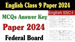 English Class 9 Paper 2024 Federal Board  class 9 english paper 2024 mcqs  fazal academy [upl. by Silvio737]