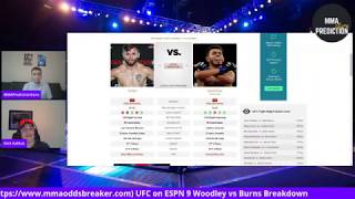 MMAPREDICTIONGURU UFC FN Woodley vs Burns FULL card Predictions Ft Nick Kalikas [upl. by Annaeiluj]