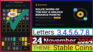 Binance Word of the Day Answer Today 24 November 20247 Letter Binance Word of the Day Answer [upl. by Euqram923]