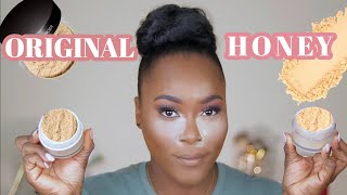 NEW LAURA MERCIER HONEY TRANSLUCENT SETTING POWDER VS ORIGINAL TRANSLUCENT REVIEW  DEMO [upl. by Laehcor]