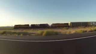 Following the Train through Wellton Arizona to Telegraph Pass 16 April 2015 GP078764 [upl. by Ahaelam827]