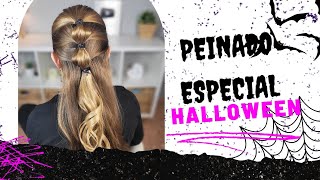 Peinado de Halloween increíble en 5 minutos 🕷🎃 Easy 5 minute Halloween hairstyle tutorial [upl. by Wadesworth]