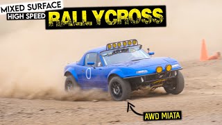 HIGH SPEED MIXED SURFACE Rallycross Event in the AWD MIATA [upl. by Harifaz]