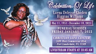 Lorna Delrose Rhoden Higgins Williams Funeral Service Friday January 7 2022 at 1030 AM [upl. by Odla12]