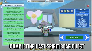 FINISHING SPIRIT BEARS LAST QUEST AND BUYING PETAL BELT Bee swarm simulator [upl. by Ayaet]