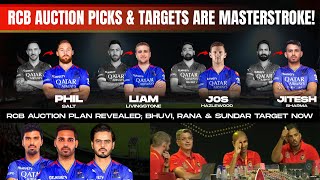 RCB Auction Strategy amp Masterclass 🔥  Day 2 Targeted Players  Phil Salt Livingstone in IPL 2025 [upl. by Plumbo]