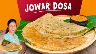 Instant Jowar Dosa Recipe  Jowar Dosa Recipe  GluttenFree Recipes  How to make Jowar dosa [upl. by Eniamat]