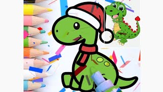 cute dino mite drawing and colouring how to draw a dinosaur animal drawing and colouring for kids [upl. by Ydnat]