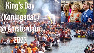 King’s Day Koningsdag 2023 celebrations at Amsterdam Netherlands  4K Walking Tour [upl. by Flavia]