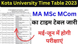 Kota University MA MSc MCom Time Table 2023  UOK PG Time Table 2023 [upl. by Rosaline]