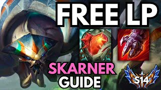 SKARNER IS FREE LP IN RANKED S14 CHALLENGER JUNGLE GUIDE [upl. by Enialed]