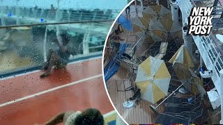 Wild video captures storm chaos aboard cruise ship [upl. by Eedya]