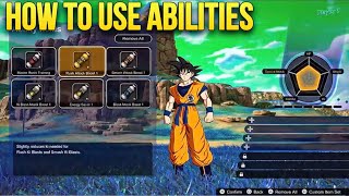 HOW TO USE ABILITIES IN DRAGONBALL Sparking Zero How to equip abilities How to get abilities [upl. by Loggia]